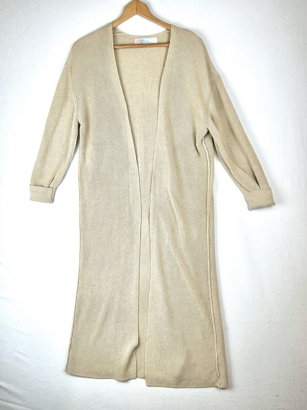 Free People  Beach Long Duster‎ Open Front Cardigan Sweater Neutral